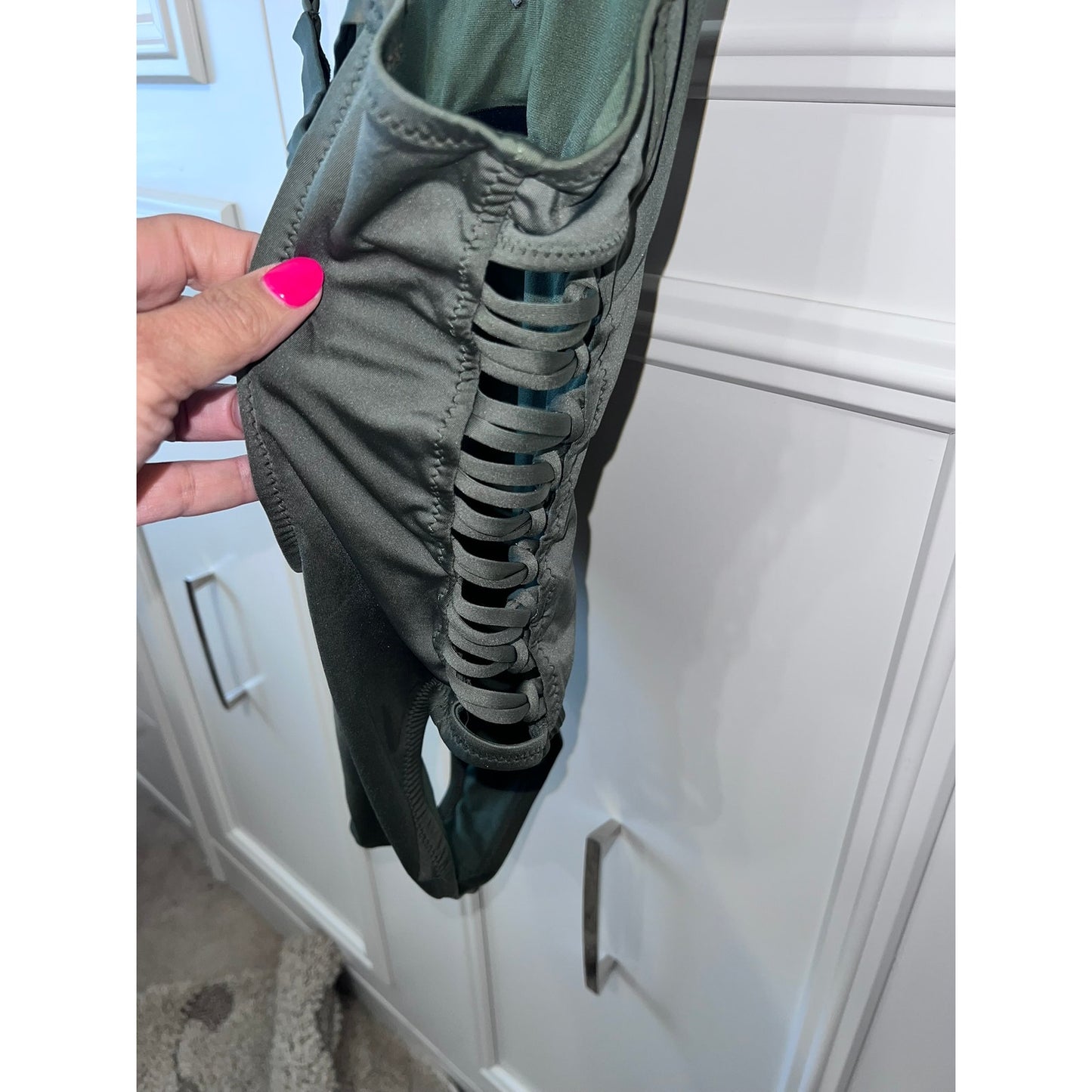 Shade & Shore Women's Olive Green One Piece Swimsuit Medium Cutout Adjustable Straps