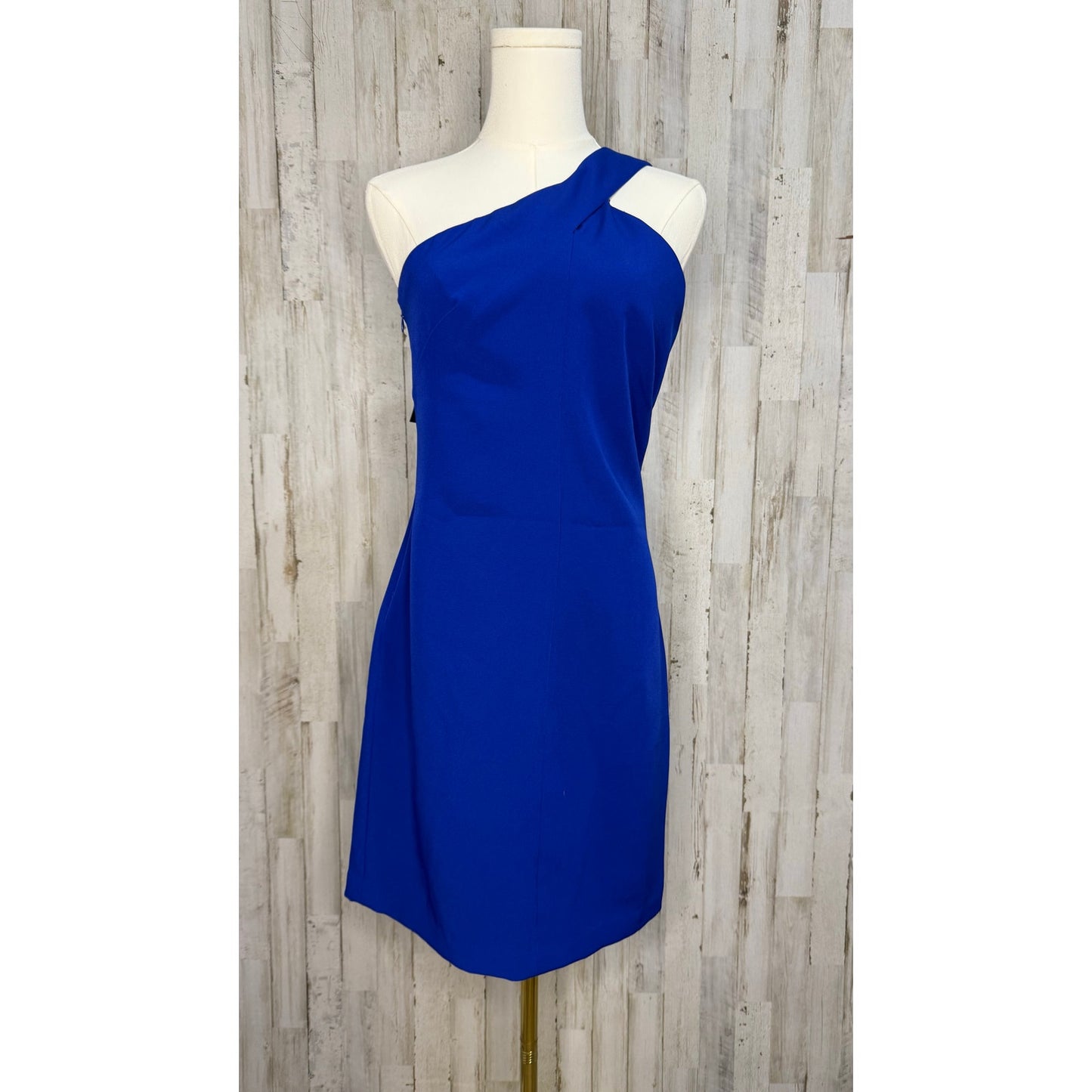 NWT Halston Women's Blue One-Shoulder Bodycon Dress Size 4 Party Cocktail