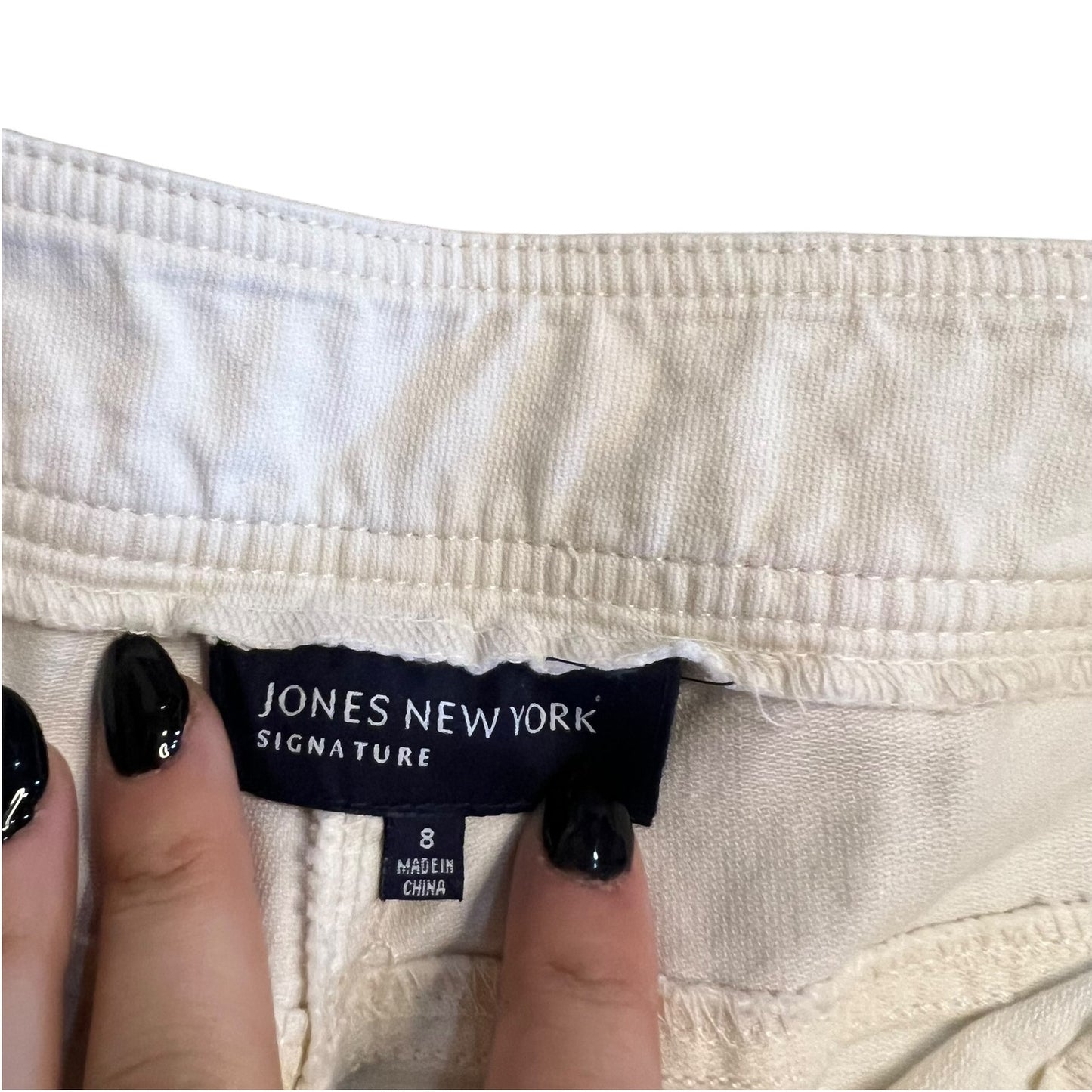 Jones New York Signature Women's 8 White Cargo Straight Leg Cropped Pants