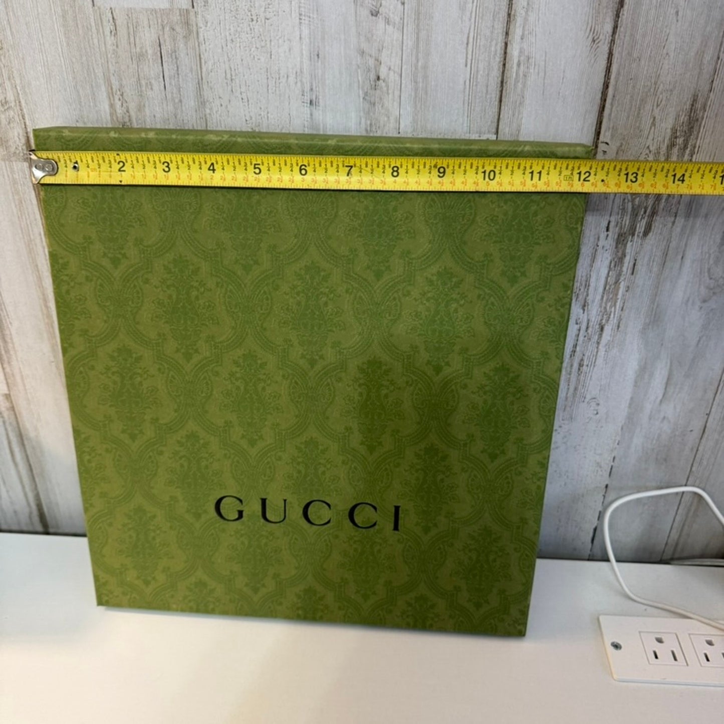 Gucci Gift Storage Box With Lid Green Damask Logo Large Square 13x12