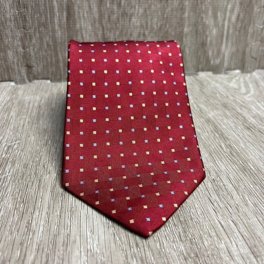 Brooks Brothers Men's Red Geometric Silk Tie Stain Resistant