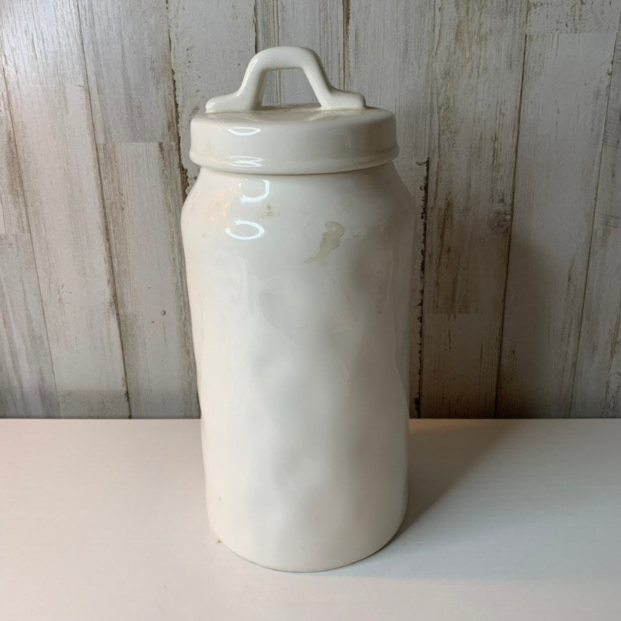 Rae Dunn Flour Canister with Lid White Storage Jar 8.5in