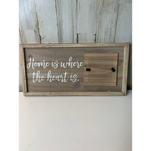 Cottage Garden Home Is Where the Heart Is Sign w/Photo Frame