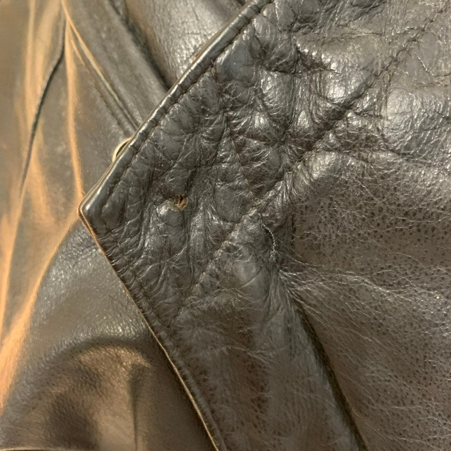 Wilsons The Leather Experts Jacket XL Black Biker Asym Snap