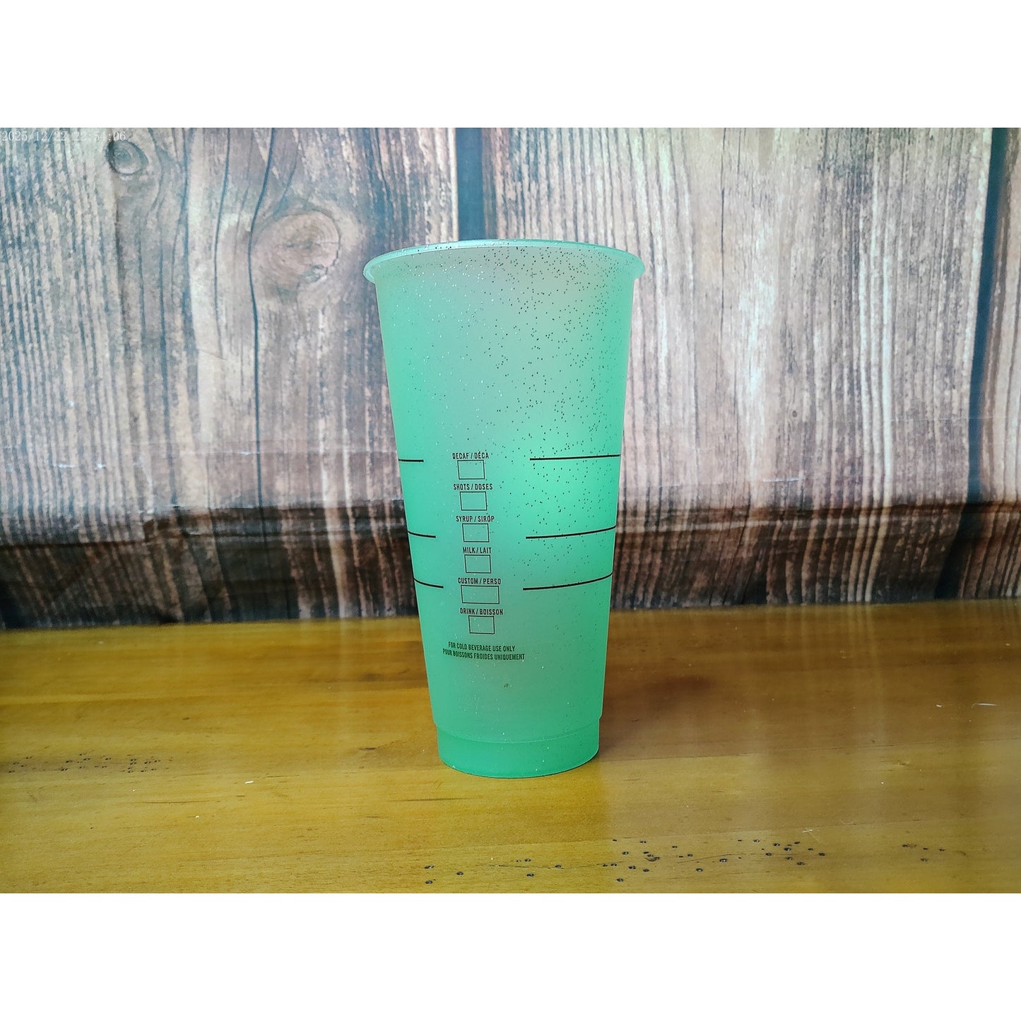 Starbucks Reusable Cold Cup Green Speckled 24 oz No Lid