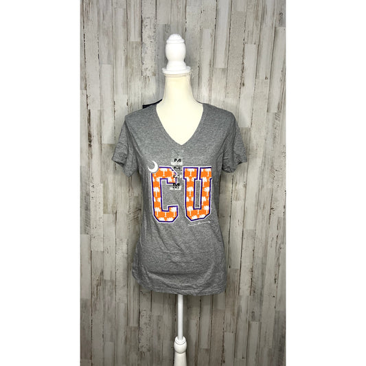 NWT Clemson Tigers Women's Size Medium Gray CU V-Neck Short Sleeve T-Shirt