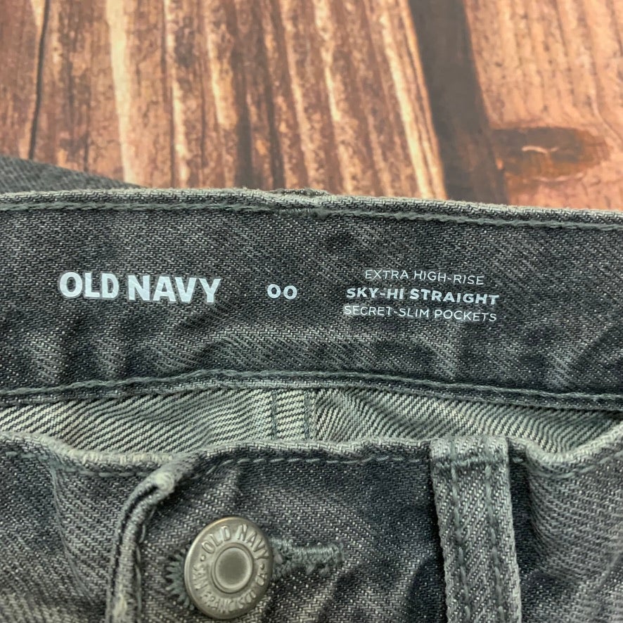 NWT Old Navy Jeans Womens Size 00 Gray Sky-Hi Straight
