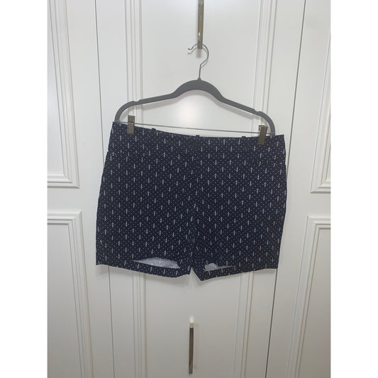 Talbots Women's Petite Size 14P Navy Anchor Print Bermuda Shorts
