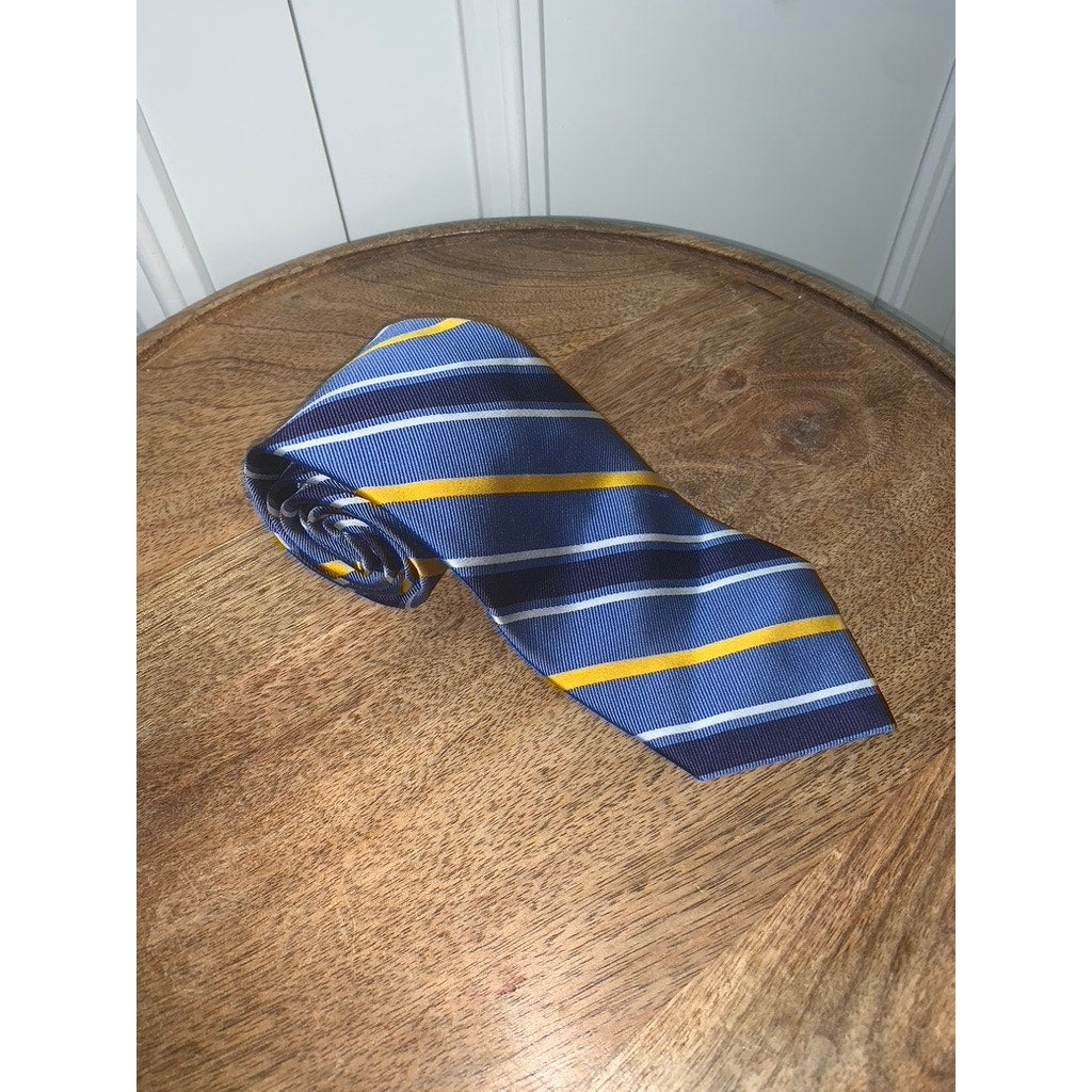 Lauren Ralph Lauren Men's Blue Yellow Striped Silk Necktie