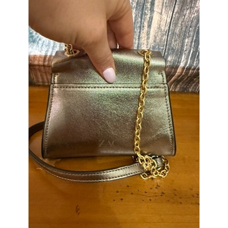 NWT Zac Posen Eartha Mini Chain Crossbody Bag Shale Gold Hardware