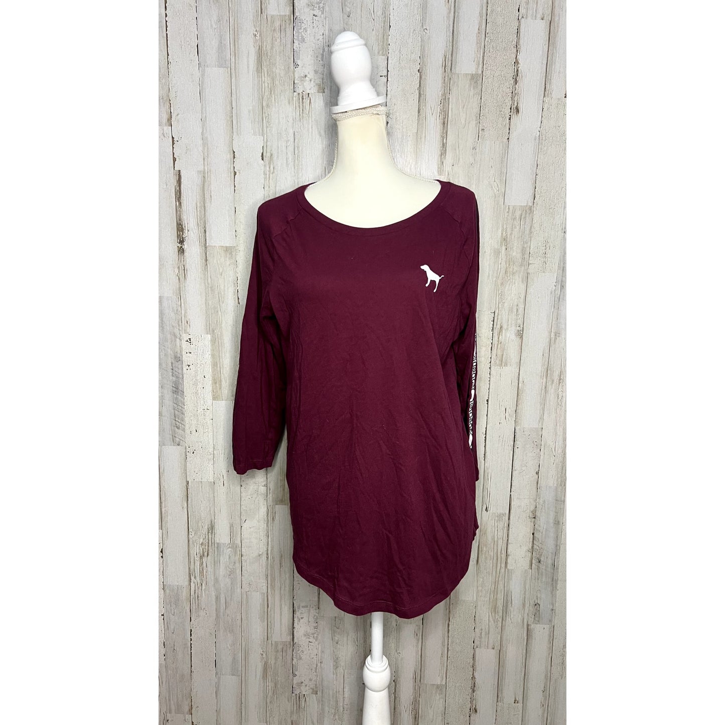 Victoria's Secret PINK Women's Burgundy Long Sleeve T-Shirt Size Large