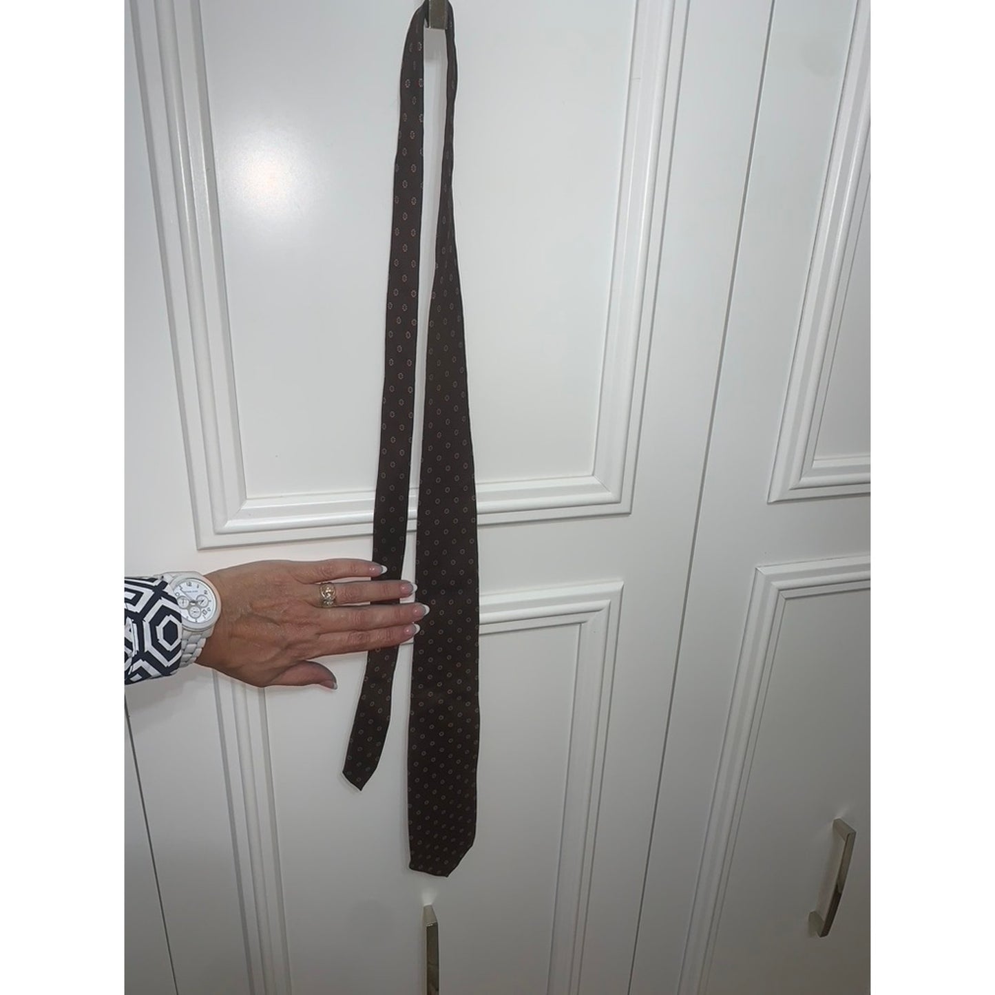 Vintage Resilio Men's Brown Polka Dot Designer Neck Tie