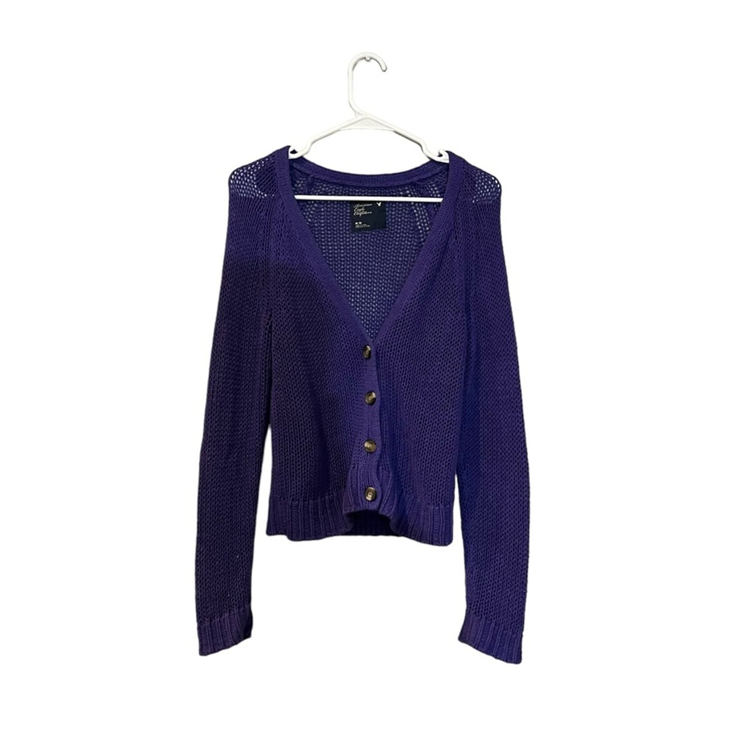 American Eagle Outfitters Cardigan Sweater Womens Medium Purple V-Neck Button