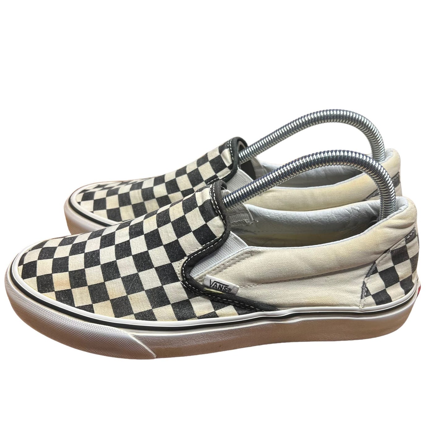 Vans Classic Checkerboard Slip-on Unisex Black/White Canvas Sneakers M5.5/W7