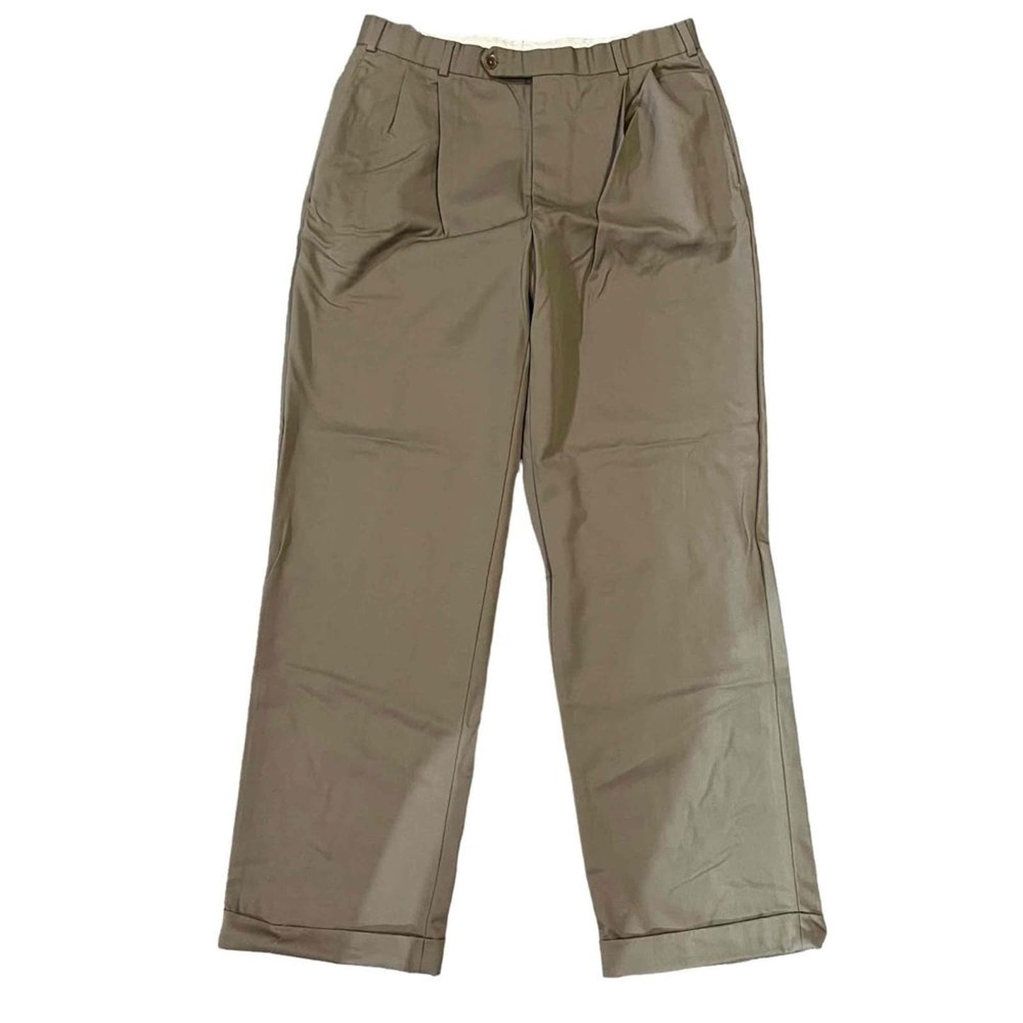 Brooks Brothers Khaki Pleated Straight Leg Pants Chinos Size W34/L32