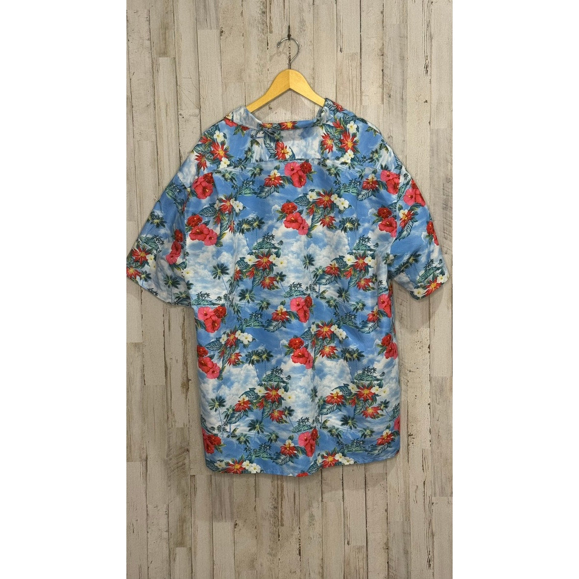 Tropical Storm Men's 3XL Blue Floral Hawaiian Shirt Short Sleeve Casual