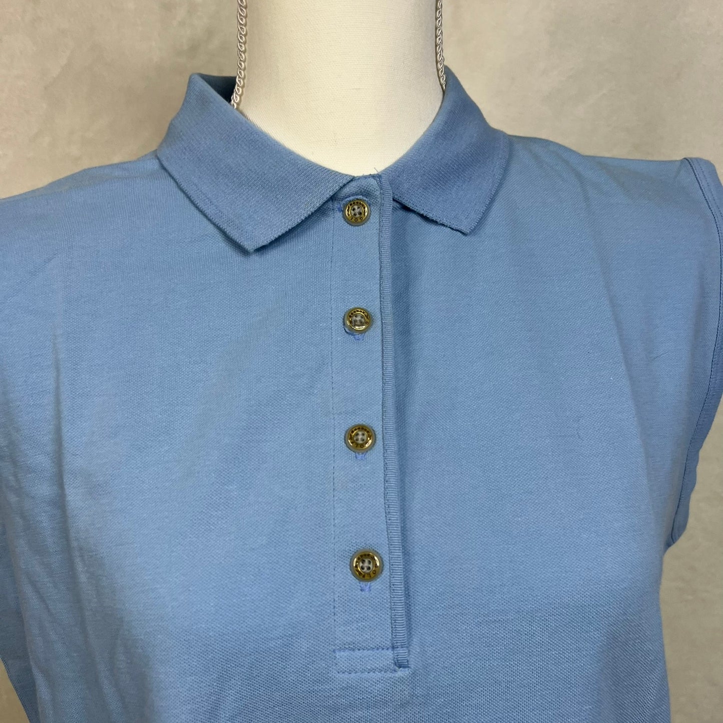 NWT Vintage Reebok Women's Club Size Large Blue Sleeveless Golf Polo Shirt