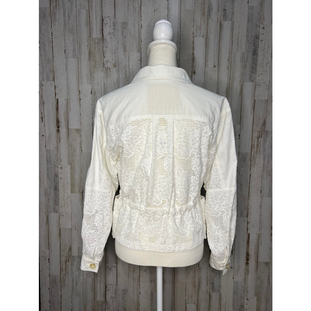 NWT Anthropologie Women's XS White Eyelet Anorak Jacket Casual Long Sleeve