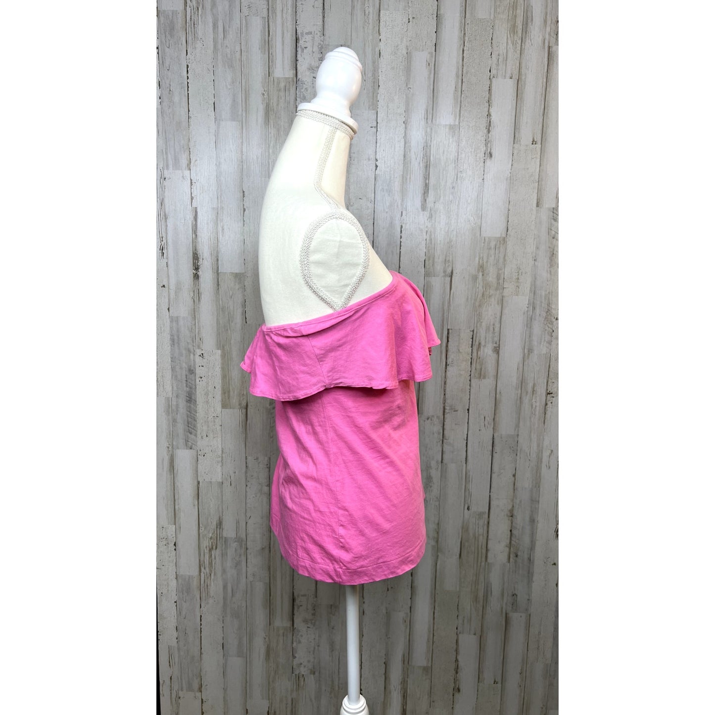 Lilly Pulitzer Women's XS Pink Silk Ruffle Tube Blouse Strapless Summer Top