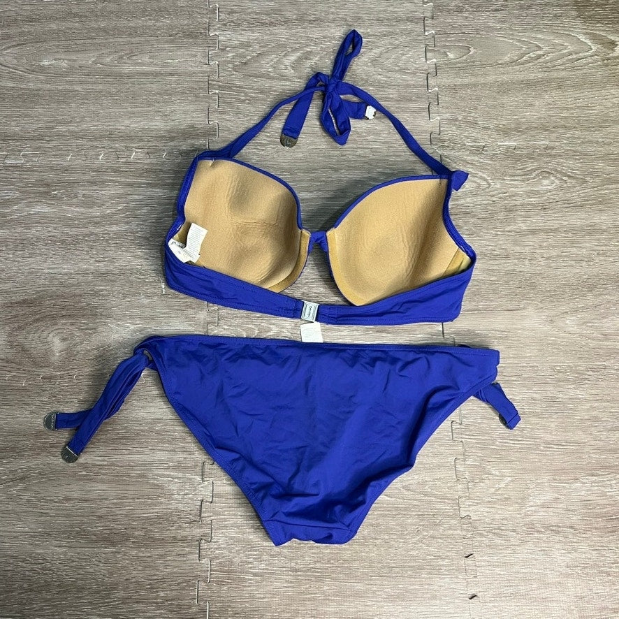 Calvin Klein Women's Halter Bikini Set Blue Size Large C Cup