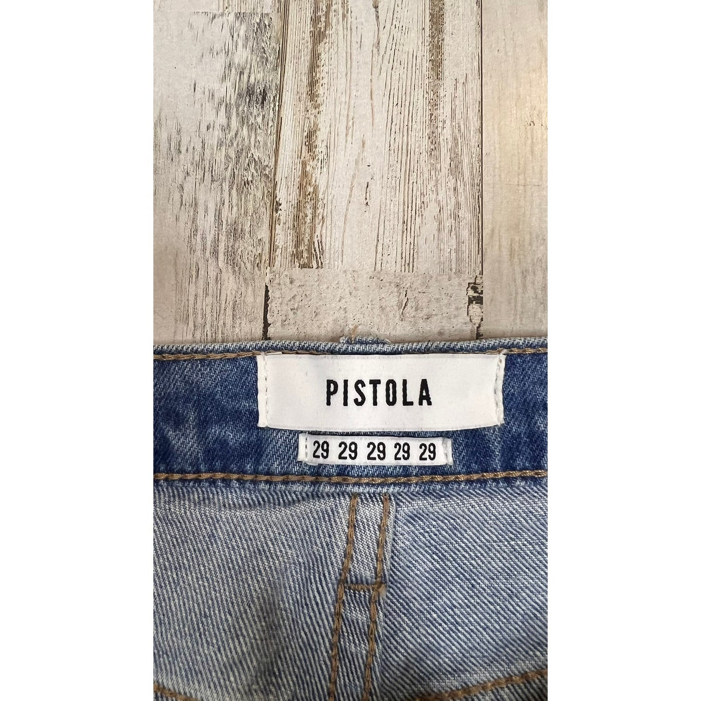 Pistola Women's 29 Nico Light Wash Distressed Side Stripe  High Rise Mom Jeans