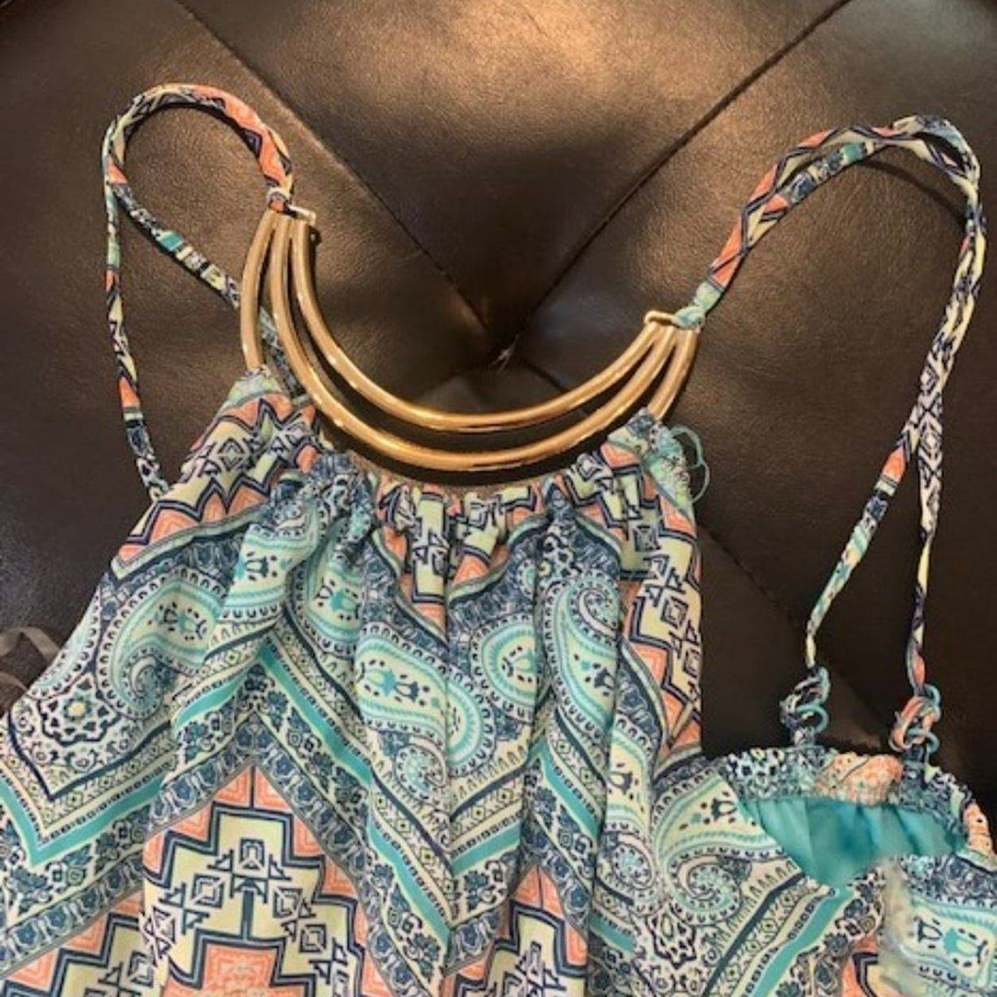 Teal aztec print sundress M