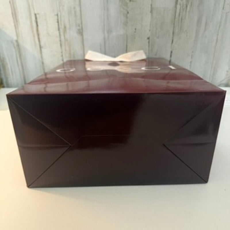 Gucci Burgundy Glossy Shopping Gift Bag Large Silver Logo White Handles