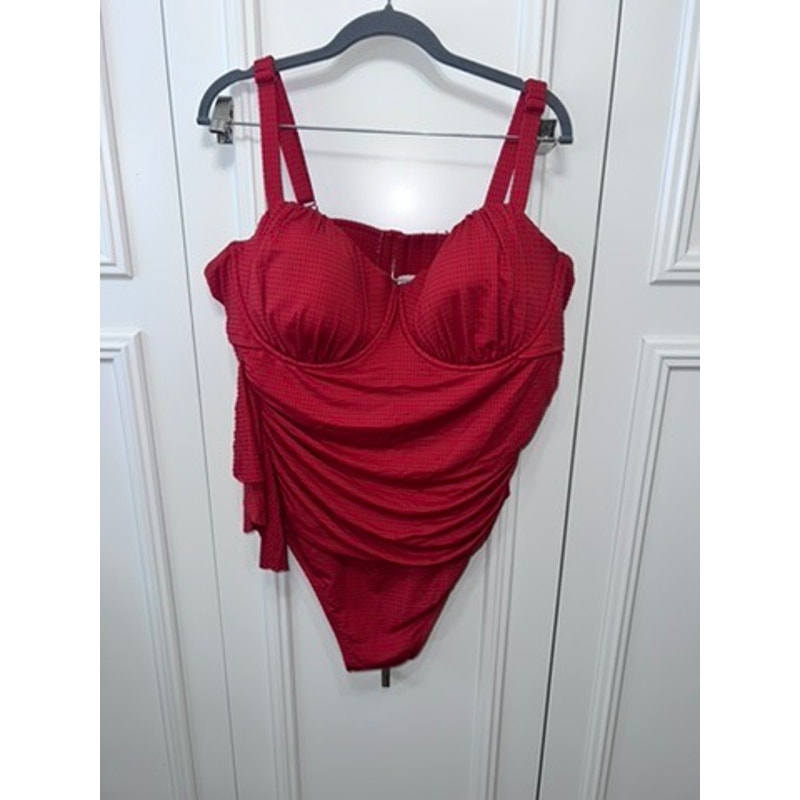 NWOT Rhode x Target Women's 2XL Red Embossed Dot Ruffle One Piece Swimsuit