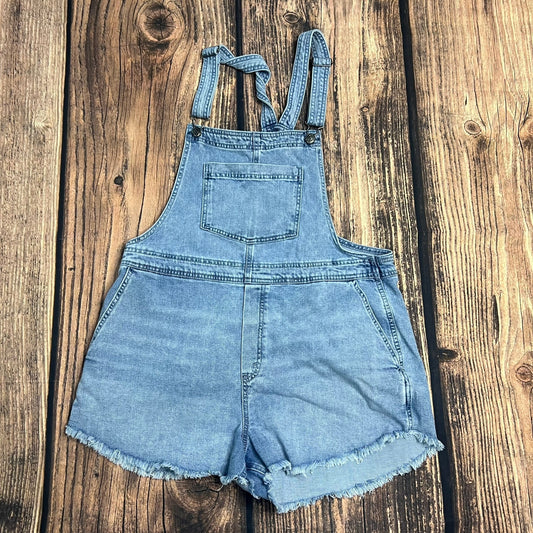 Aerie Women's Denim Short Overalls Blue Size Large Casual