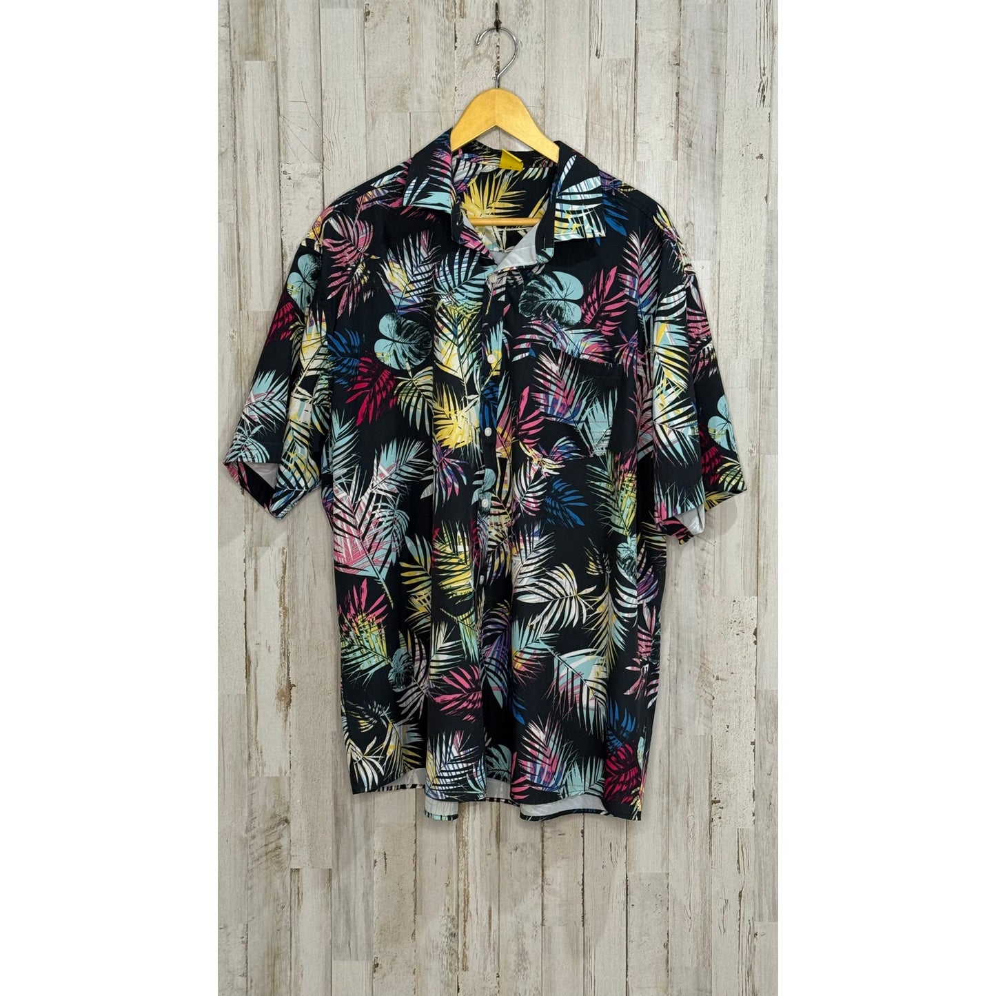 Outdoor Sports Men's 3XL Hawaiian Shirt Tropical Leaf Print Short Sleeve Casual