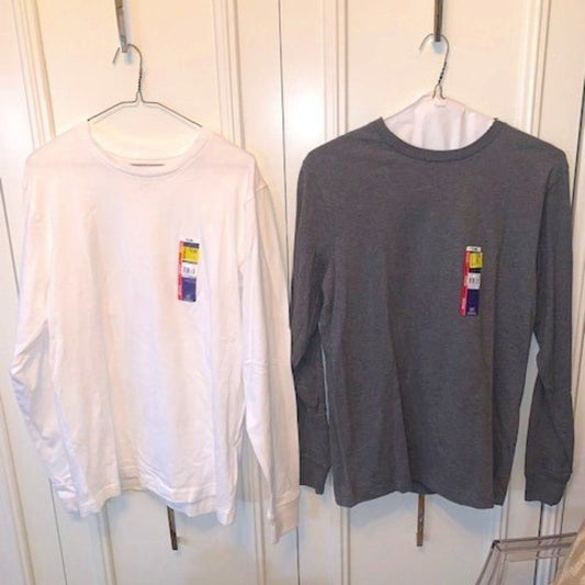 set 2 white/grey long sleeved  T-shirts S NWT