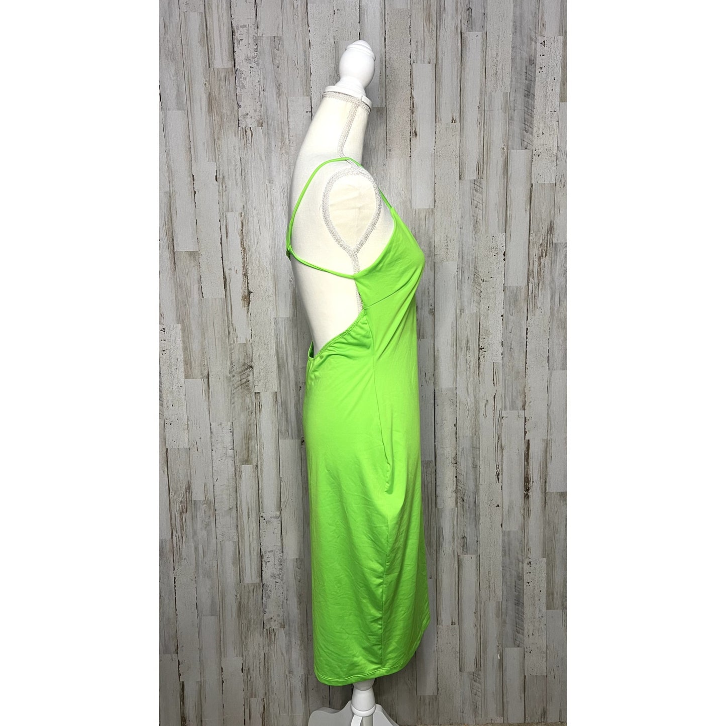 Fashion Nova Women's Large Neon Green Bodycon Sleeveless Backless Midi Dress