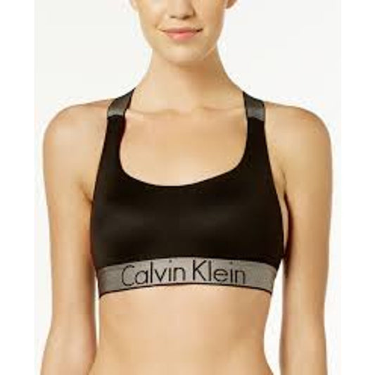 Calvin Klein Women's Small Lightly Lined Bralette Black/Grey Sports Bra