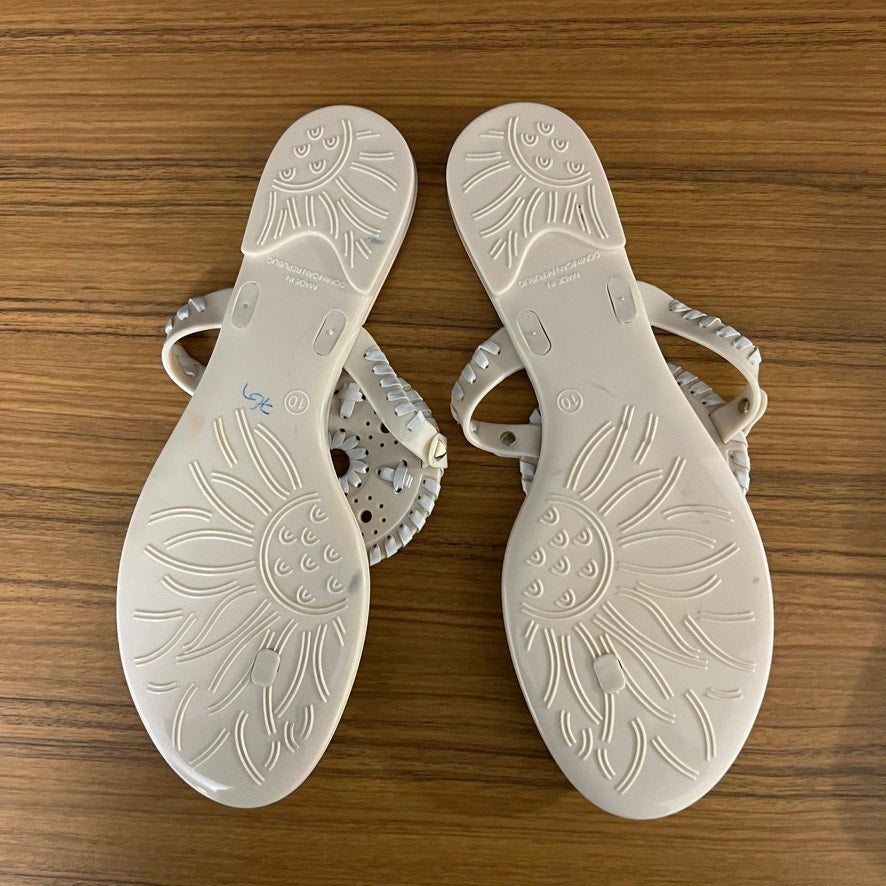 Jack Rogers Women's White Georgica Jelly Thong Sandals Size 10 Casual