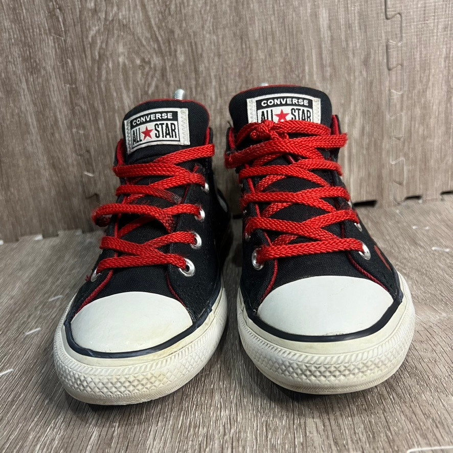 Converse All Star Kids Mid Black/Red Kids High Top Sneakers Size 2