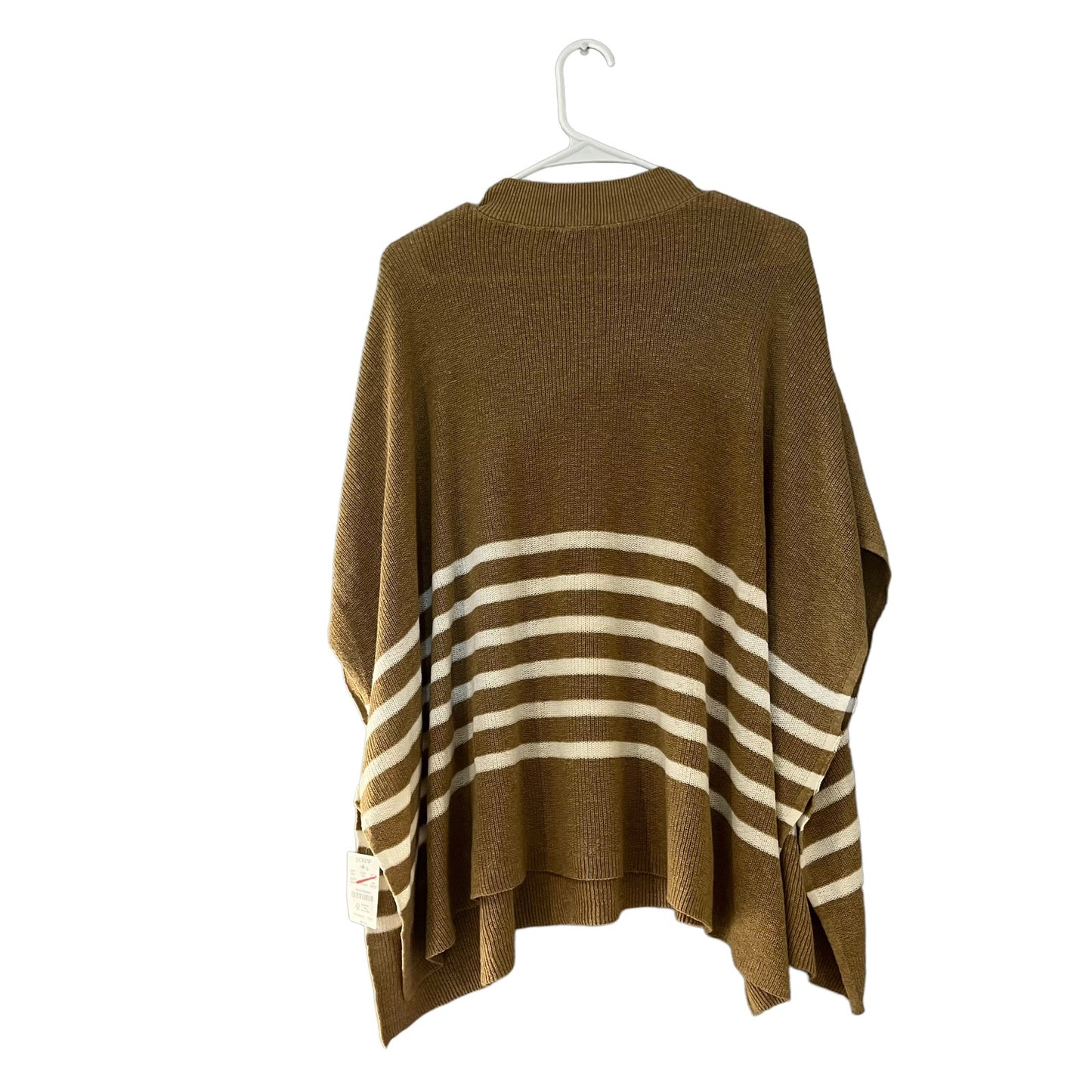 NWT J.Crew Women's One Size Beige/White Striped Poncho Knit Sweater