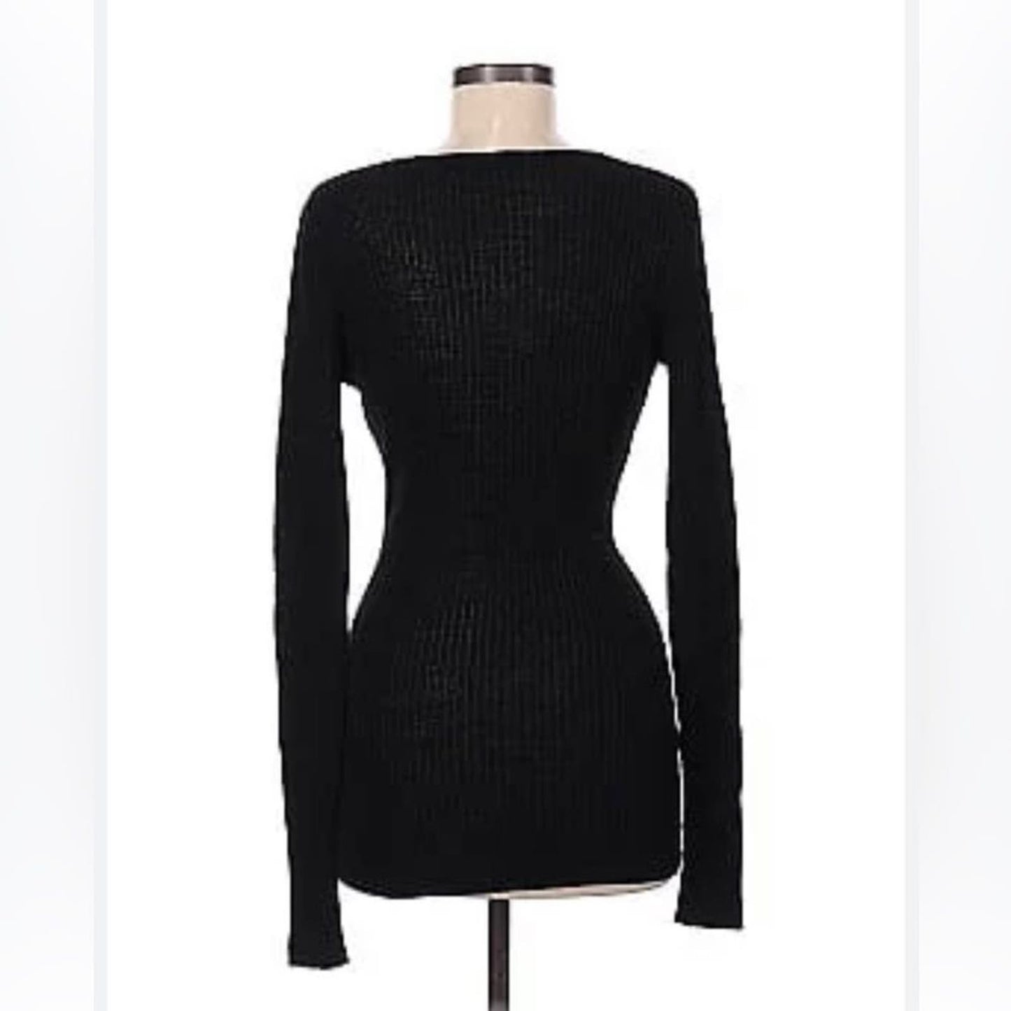 Limited Black Ribbed Wool Long Sleeved Sweater M