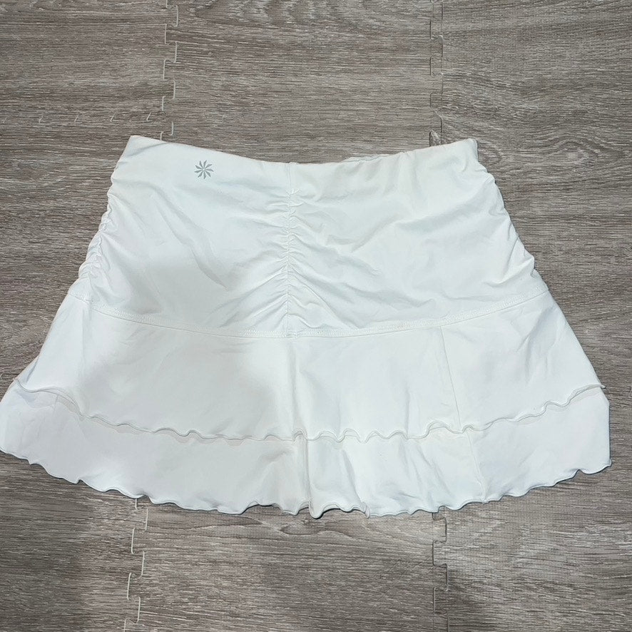 Athleta Women's Small Flare Skirt White Double Layered Ruffle Hem Casual