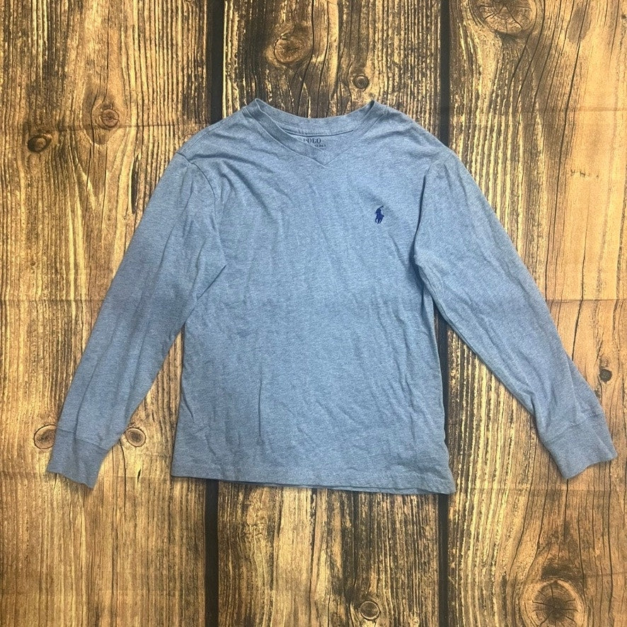 Polo Ralph Lauren Kids Long Sleeve Blue Crew Neck T-Shirt Size Small