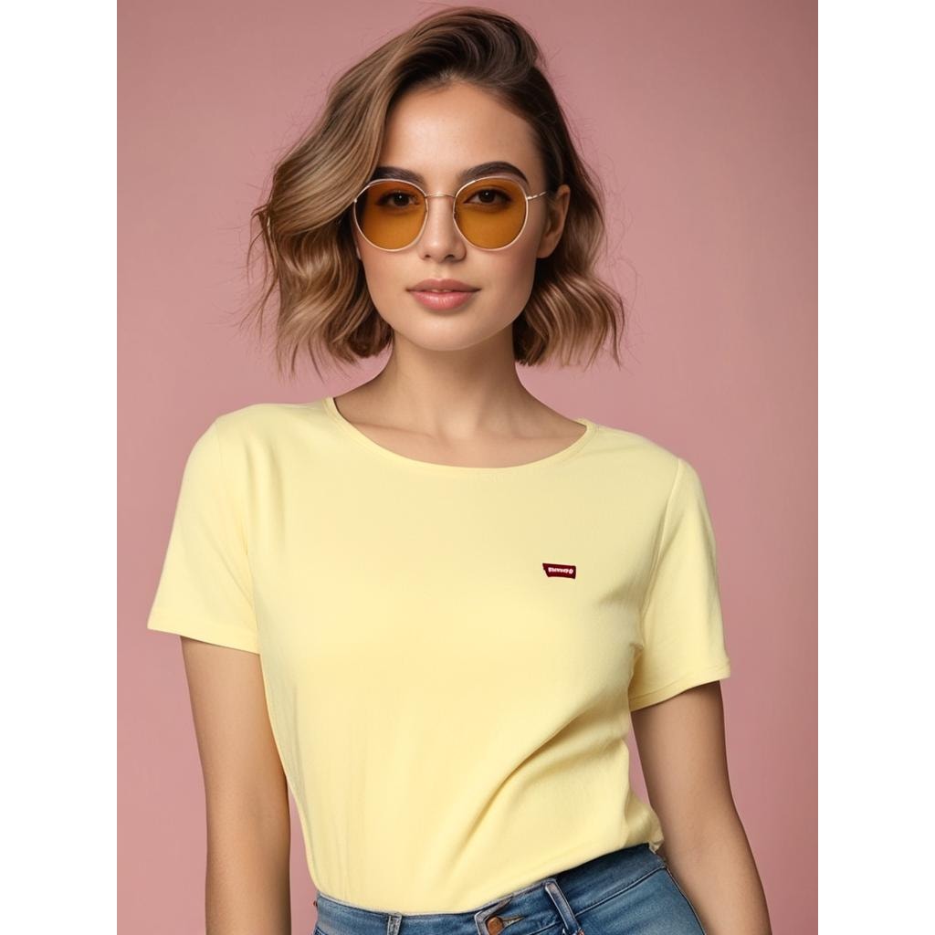 Levi's Women's Size Large Perfect Tee Lemon Yellow Short Sleeve Crewneck Shirt