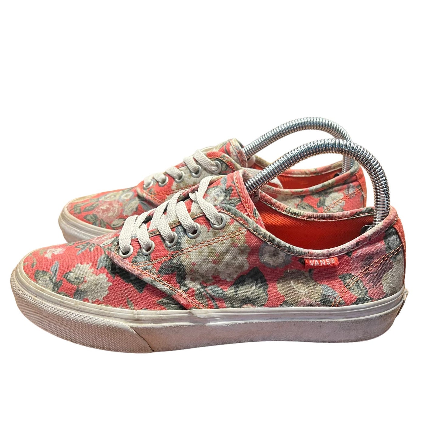 VANS Authentic Low Top Lace-up Pink/Multicolor Floral Sneakers Women's Size 8