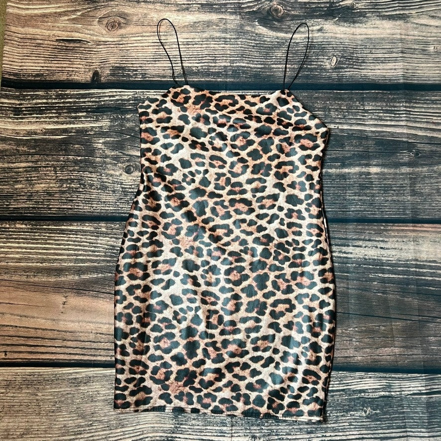 Topshop Leopard Print Bodycon Mini Dress Size 12 Party Cocktail