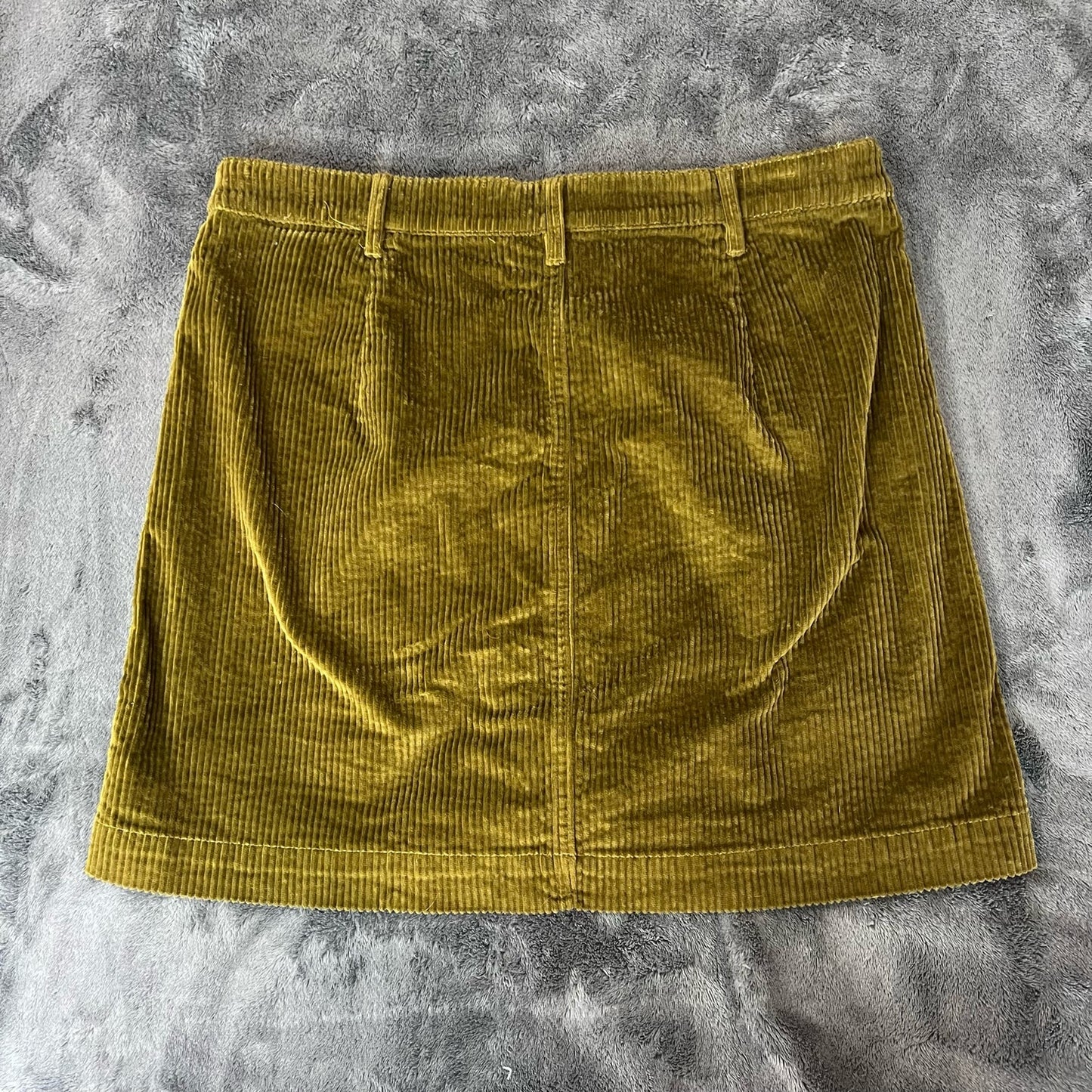 NWT Madewell Women's Green Corduroy A-Line Snap Mini Skirt Size 10 Casual Fall