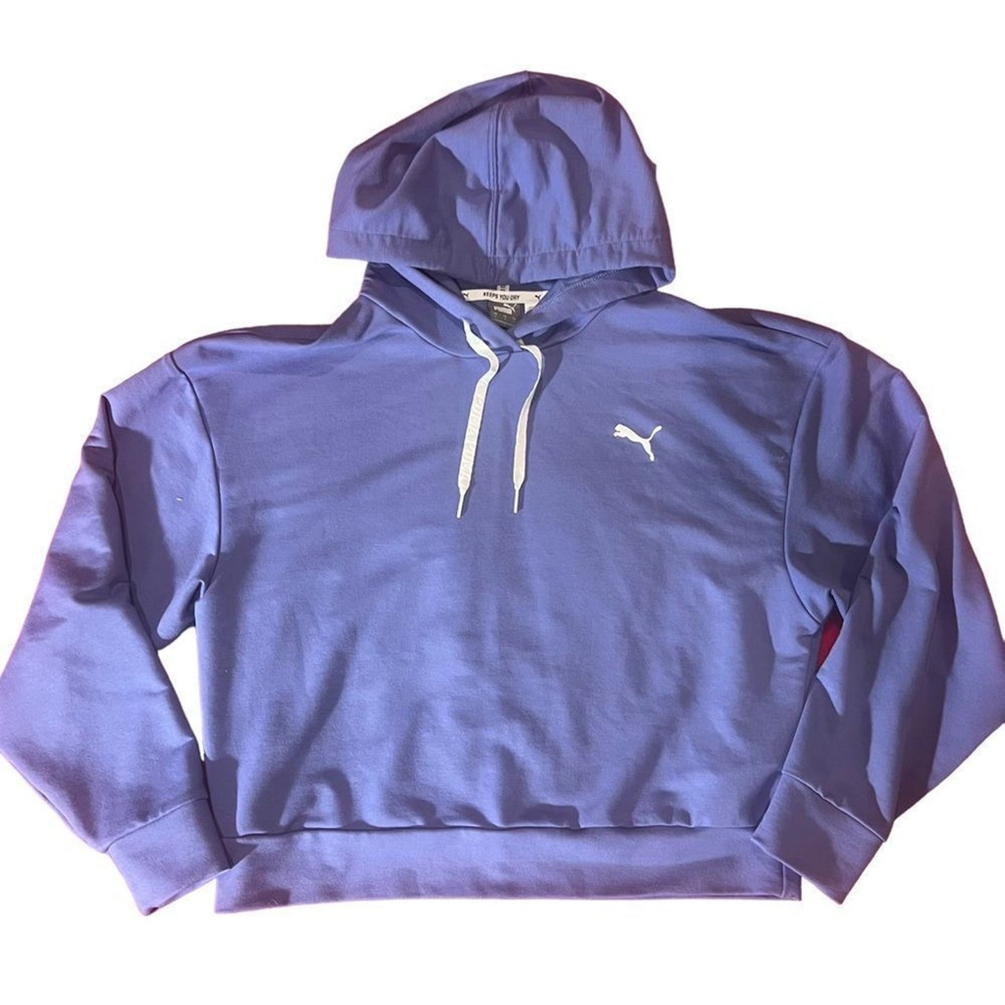 PUMA Womens Cropped Pullover Hoodie Hazy Blue Long Sleeve Size Small