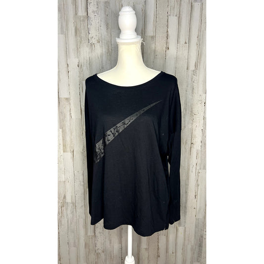 Nike Dri-Fit Women's Long Sleeve Shirt Black XL Running Training Gym