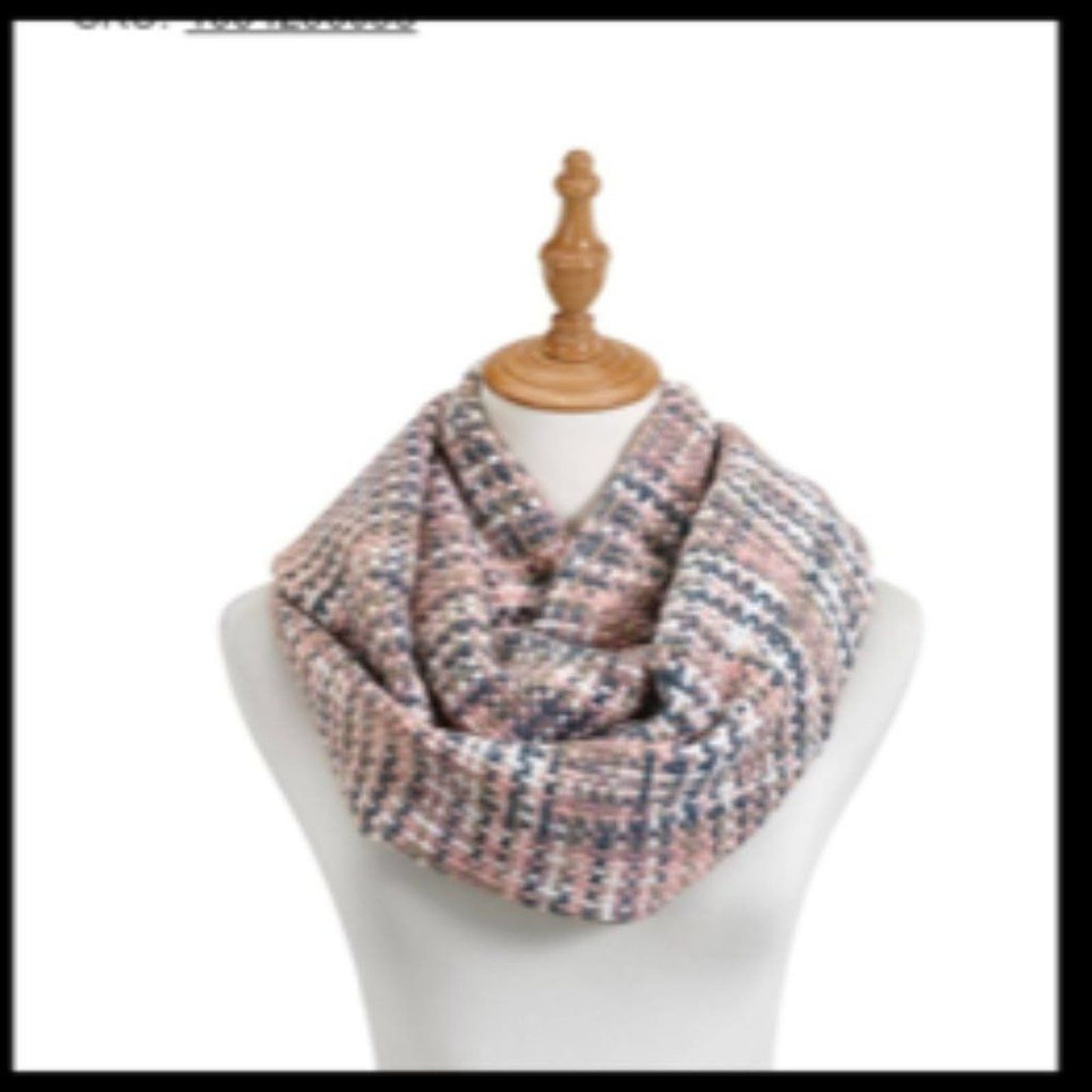 Demdaco Infinity pink woven threads scarf EUC