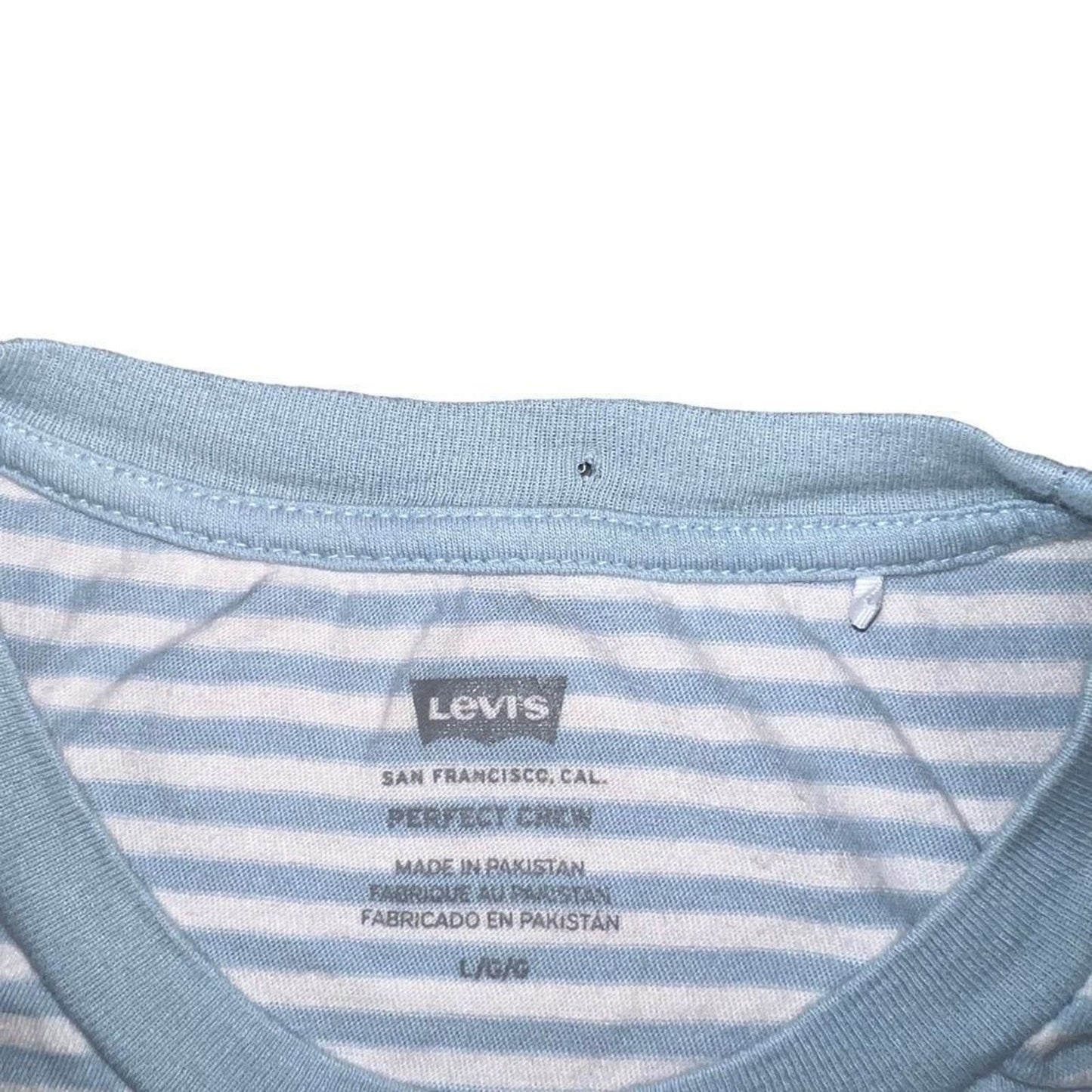 Levi's Fitted Light Blue & White Striped T Shirt Size Large