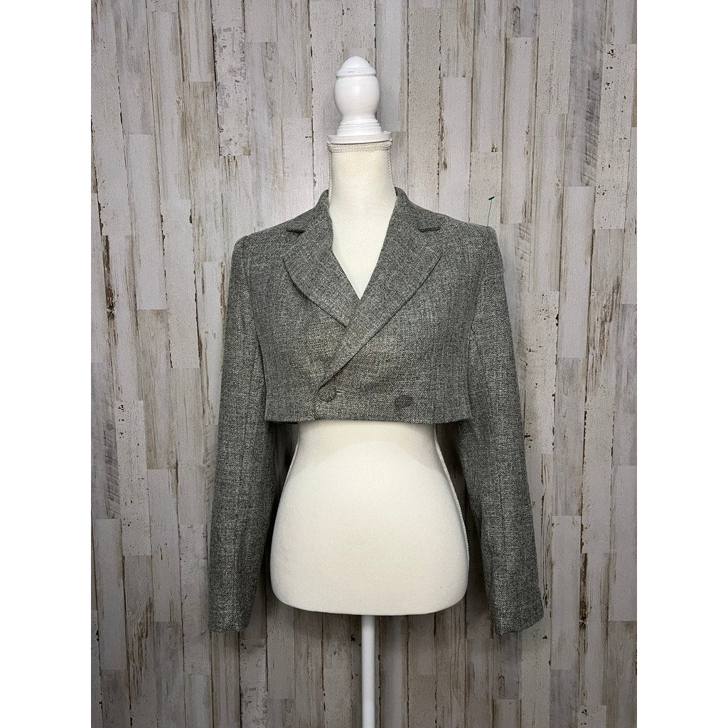 House of Harlow 1960 Women's XS Gray Cropped Tweed Jacket