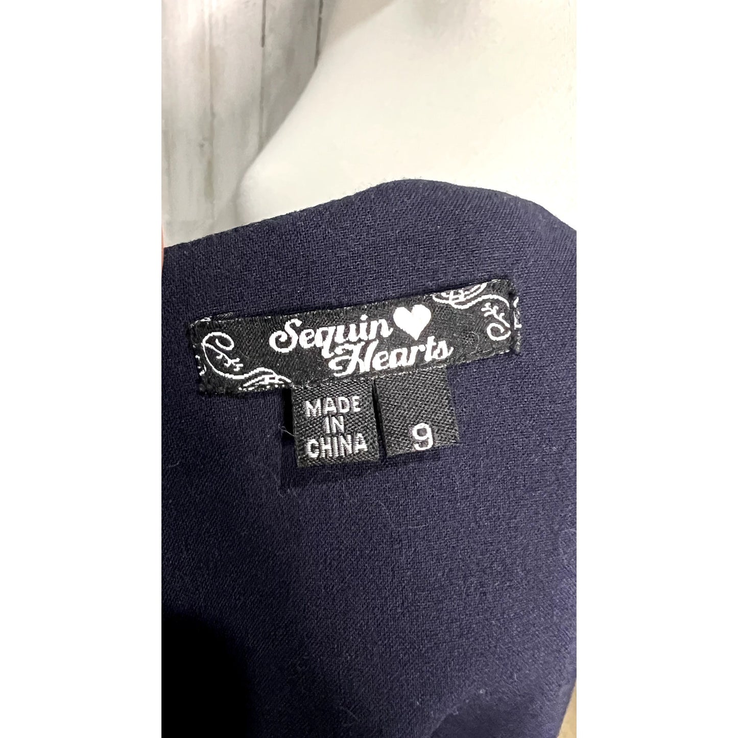 Sequin Hearts Women's Navy Blue Sleeveless Sheath Dress Size 9
