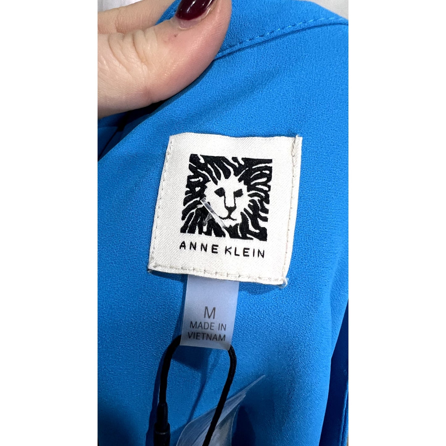 NWT Anne Klein Women's Tunic Blouse Medium Blue Long Sleeve Casual